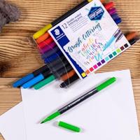 Staedtler brushpen Brush letter duo, doos van 12 stuks in geassorteerde kleuren - thumbnail