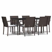 7-delige Tuinset met kussens poly rattan en staal - thumbnail