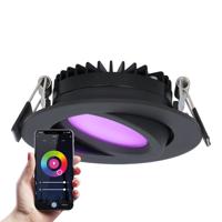 Rome smart inbouwspot - IP44 waterdicht - 6 Watt 480 lumen - Kantelbaar - Lage inbouwdiepte 27mm - Wifi + Bluetooth - RGBWW - Google Home, Amazon Alexa en Siri - Zwart - Voor binnen en buiten - thumbnail