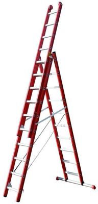 4tecx Reformladder 3-delig aluminium 3 x 10 met stalen balk