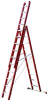 4tecx Reformladder 3-delig aluminium 3 x 10 met stalen balk - thumbnail