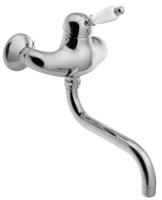 Inbouw Wastafelmengkraan Sapho Kirké 1-hendel Wit Retro Uitloop Gebogen 20 cm Chroom - thumbnail