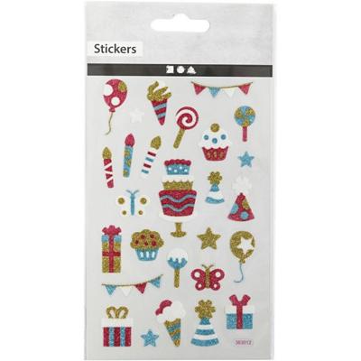 Creativ Company Glitter stickers, vejaardag, vel 10x16 cm, 1 vel