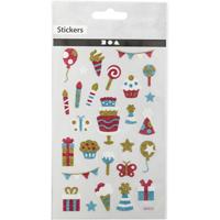 Creativ Company Glitter stickers, vejaardag, vel 10x16 cm, 1 vel - thumbnail