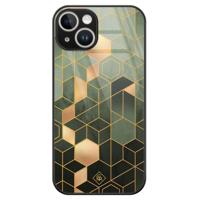 iPhone 14 glazen hardcase - Kubus groen - thumbnail