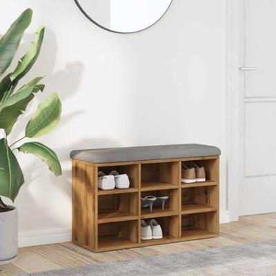 Schoenenbank 82x32x50 cm bewerkt hout artisanaal eikenkleur