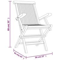 Tuinstoelen inklapbaar 6 st 56x61x89 cm massief teakhout grijs - thumbnail