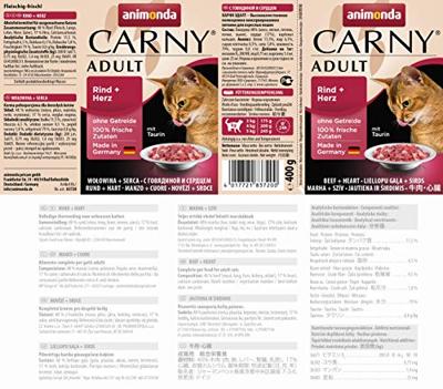 ANIMONDA Carny Adult Beef and hearts - nat kattenvoer - 400g