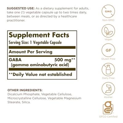 Solgar GABA 500 mg Capsules