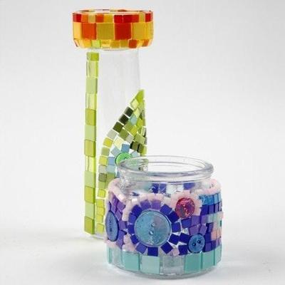 Creativ Company Vierkant glas, h: 5,5 cm, afm 5,5x5,5 cm, 12 stuk/ 1 doos