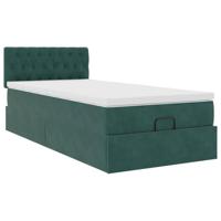 Ottoman bed met matras 90x200cm fluweel donkergroen - thumbnail