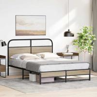 Bedframe zonder matras bewerkt hout gerookt eiken 120x200 cm - thumbnail