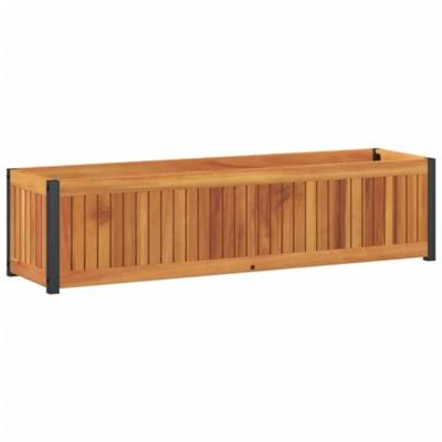 Plantenbak 110x30x27,5 cm massief acaciahout en staal