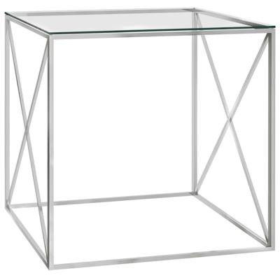 vidaXL Salontafel 55x55x55 cm roestvrij staal en glas zilverkleurig