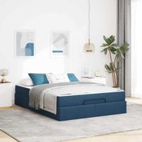 Bedframe met matras Blauw 140 x 190 cm Stof - thumbnail