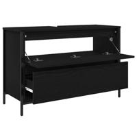 Badkamerkast met lades 90x34,5x60 cm zwart eikenkleurig - thumbnail