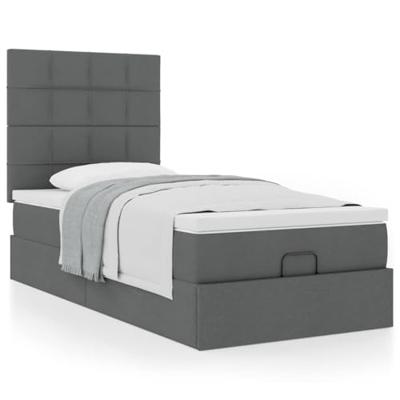 Ottoman bed met matras 100x200cm stof donkergrijs