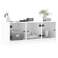 Tv-meubel met glazen deuren 102x37x42 cm wit - thumbnail