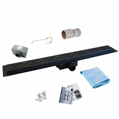 Aqua Splash Mat Zwart Douchegoot RVS Drain met los sifon en DESIGN rooster 7 cm breed - Douchegoot Mat Zwart 30 cm Aqua Splash Mat Zwart Douchegoot RVS Drain met los sifon en DESIGN rooster 7 cm breed - Douchegoot Mat Zwart 30 cm