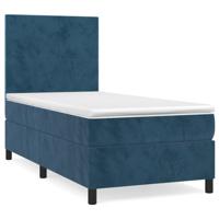 Boxspring met matras fluweel donkerblauw 90x190 cm - thumbnail