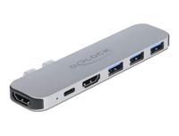 Delock USB C HUB voor MacBook, 6-in-1, USB-C adapter, Thunderbolt 3 Mini Dock, 2 x HDMI 4K, 3X USB 3.0, USB-C PD 60 Watt, 87753 - thumbnail