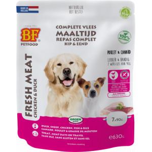 BF Petfood Vleesvoeding kip met eend hondenvoer (portieverpakking) 630 g BF Petfood Vleesvoeding kip met eend hondenvoer (portieverpakking) 630 g
