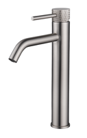 Wiesbaden Wastafelkraan Ribbd Opbouw XL Hoge Uitloop RVS - thumbnail