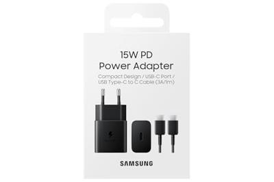 Samsung 15W Power Adapter incl. USB-C naar USB-C kabel (1m) Oplader Zwart - thumbnail