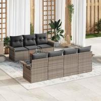 Tuinbankenset met kussen 8 pcs Grijs poly rattan - thumbnail