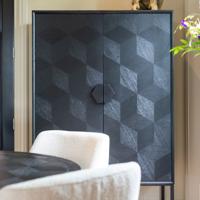 Richmond Opbergkast 'Blax' 110 x 175cm, Eikenhout en staal, kleur zwart - thumbnail