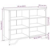 Dressoir 101x35,5x74,5cm bewerkt hout grijs sonoma eikenkleurig - thumbnail