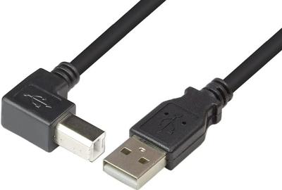 Techly USB 2.0 kabel A Male/B Male Angled 3 m ICOC u-ab-30-ang - USB-kabel (3 m, USB A, USB B, Male/Male, Black, Straight)