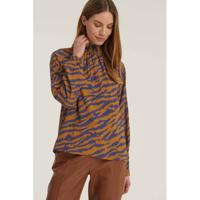 Anna van Toor top met all over print oranje/blauw - thumbnail