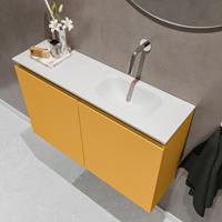 MONDIAZ TURE 80cm toiletmeubel ocher. EDEN wastafel talc rechts geen kraangat - thumbnail