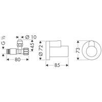 Hansgrohe Hoekstopkraan met G 3/8 aansluiting, chroom - thumbnail