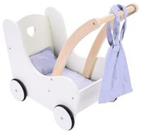 Houten Poppenloopwagen Grijs/Wit - thumbnail