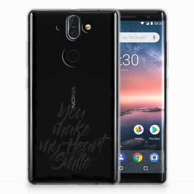 Nokia 9 | 8 Sirocco Siliconen hoesje met naam Heart Smile Nokia 9 | 8 Sirocco Siliconen hoesje met naam Heart Smile