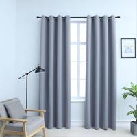 VidaXL Gordijn verduisterend met metalen ringen 2 st 140x245 cm grijs - thumbnail