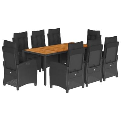 9-delige Tuinset poly rattan zwart