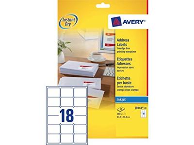 Etiket Avery J8161-10 63.5x46.6mm wit 180 etiketten