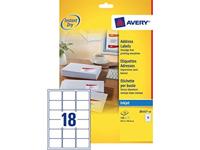 Etiket Avery J8161-10 63.5x46.6mm wit 180 etiketten - thumbnail