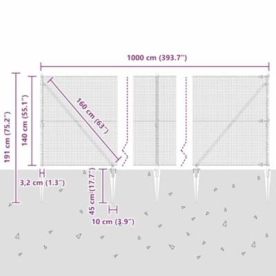 VidaXL Afrasteringspaal zilver 10 x 1,4 m (19 x 19 mm gaas) staal