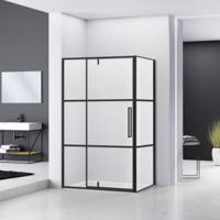 Hoek Douchecabine Van Rijn Zijwand 200x120x100 cm 6 mm Helder Glas Aluminium Zwart - thumbnail