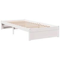 Bed met boekenkast zonder matras grenenhout wit 100x200 cm - thumbnail