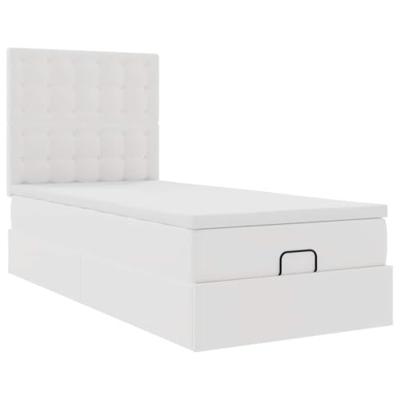 Ottomaanse bed met matras 90x200cm kunstleer wit