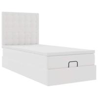Ottomaanse bed met matras 90x200cm kunstleer wit - thumbnail