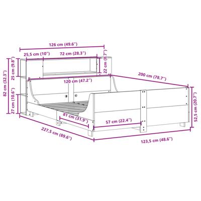 Bedframe zonder matras massief grenenhout wasbruin 180x200 cm