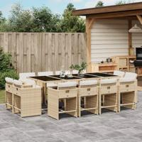 13-delige Tuinset met kussens poly rattan beige - thumbnail