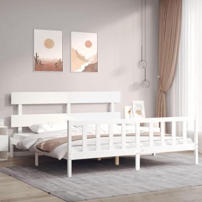 Bedframe zonder matras massief grenenhout wit 200x200 cm
