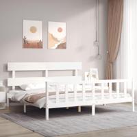 Bedframe zonder matras massief grenenhout wit 200x200 cm - thumbnail